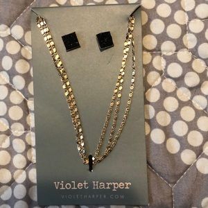 Violet Harper necklace + druzy earrings